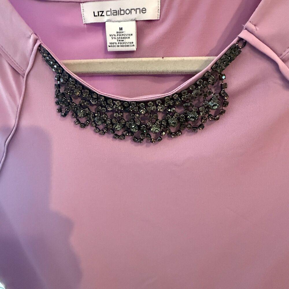 Liz Claiborne Purple Shirt Size Medium New With Tags With Jeweled embellishments